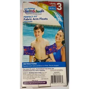 Swim Schools Blue and Orange Fabric Arm Floats 30-50 lbs. New in Box